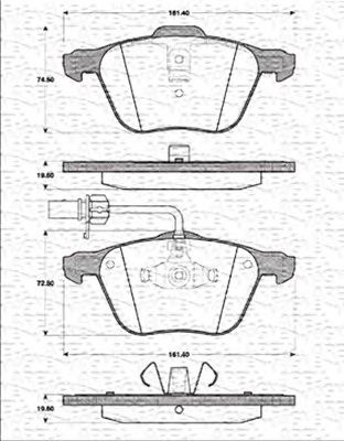 MAGNETI MARELLI 363702161228 -  Комплект тормозных колодок, дисковый тормоз
